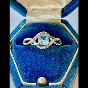 Sterling Silver 925 Blue Topaz Ring Sz 925 Signed